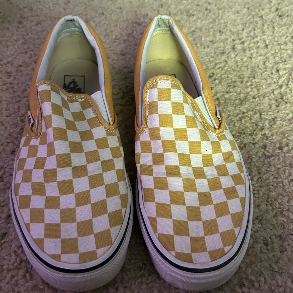 Vans Yellow and White Checkerboard Sneakers